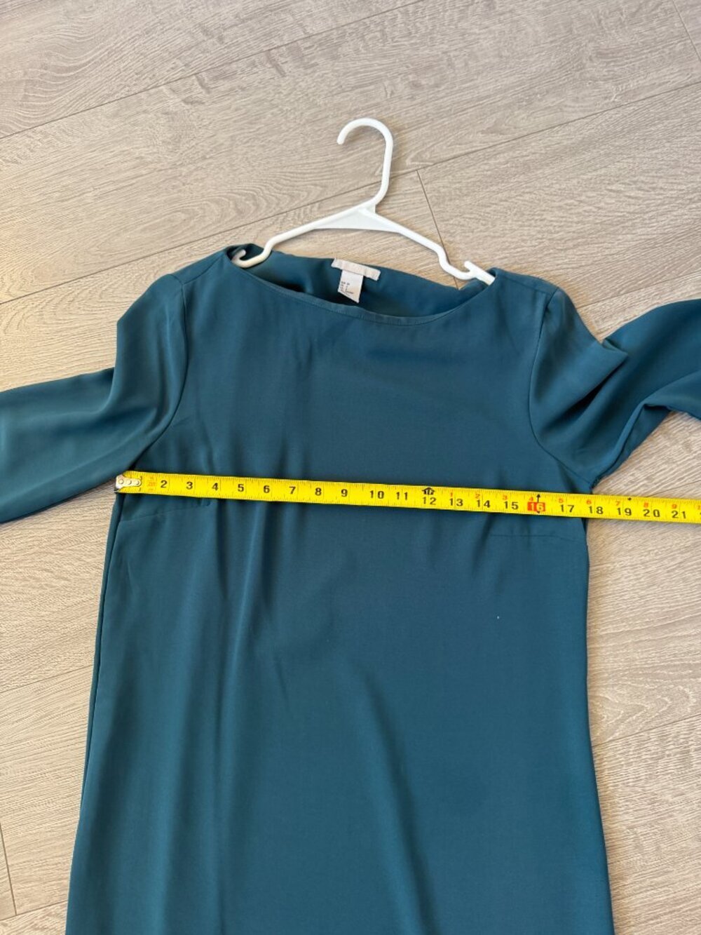 H&M Teal Shift Dress 3/4 Sleeve Boat Neck Career Dress Size 6 - Picture 8 of 11